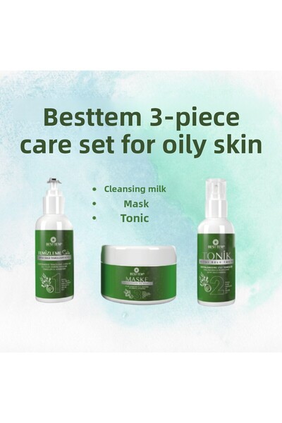 BESTTEM Oily Skin Care Set Tea Tree Extract Cleansing Milk Tonic Mask Set of ...