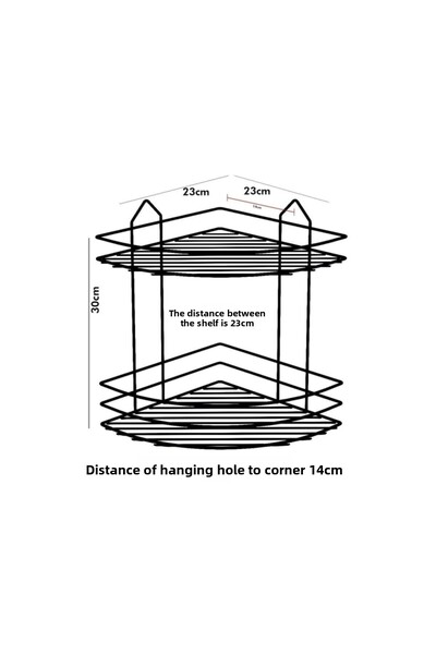 Sas Haus منظم رف الشامبو ذو الزاوية المكونة من طبقتين لاصق على الحائط من الفولاذ المقاوم للصدأ مدى الحياة باللون الأسود Ek-02