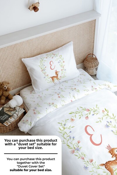 Tuğba Kuğu Little Deer Series Single Fitted Sheet Set - Letter E