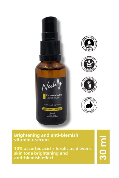 NESHLLY NATURAL سيروم فيتامين سي لتفتيح البشرة - 30 مل (مضاد للعيوب)