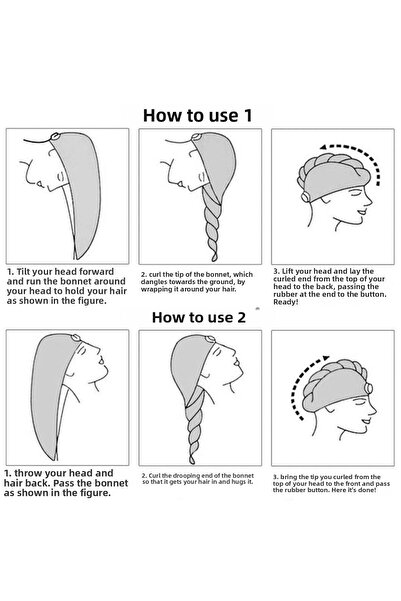 Ellaline 100% Cotton Certified Hair Dryer Cap - Elastic and Buttoned Towel