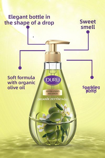 Duru Olive Flower Patterned Organic Liquid Soap - 1.5 500ml