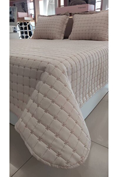 Sudemhome Beige Double Embroidered Oversized Bed Set