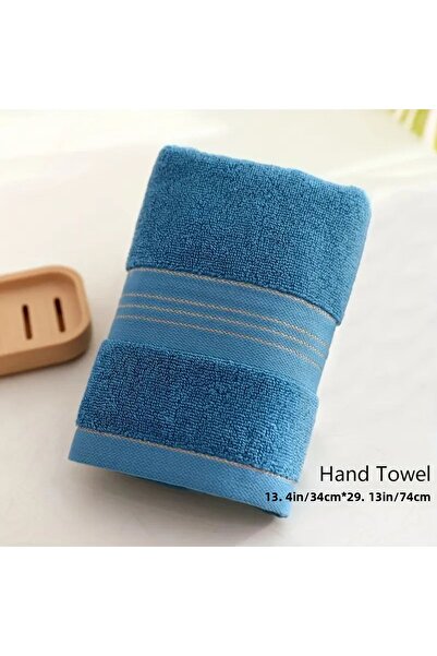 Choice 34x74cm Blue Cotton Towel With Strong Water Absorption Universal Towel For Adults And Children Solid