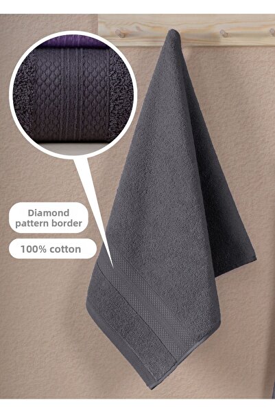 Ellaline Diamond Patterned 100% Cotton Bath Towel Set - 2 Pieces, 50X80 Cm/70X130 Cm, Oeko-Tex Certified