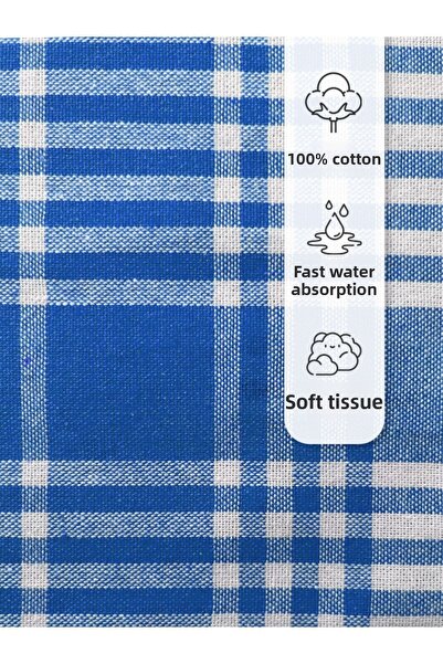 Tuable Pöti în carouri 3 bucăți cârpă de uscare albastră 45x70cm