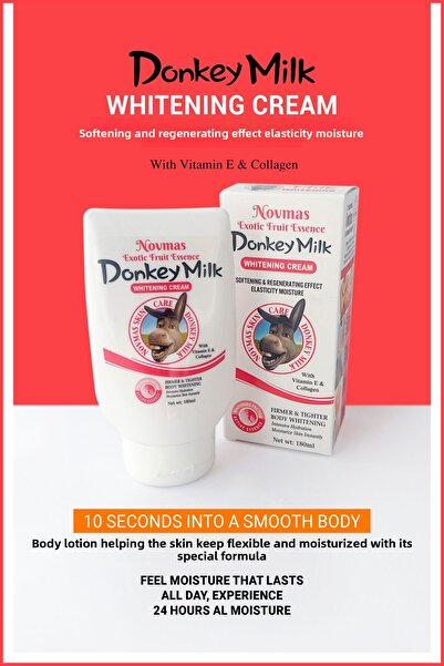 Nera Classy كريم تبييض حليب الحمير، 180 مل، لوشن تبييض الجسم بحليب الحمير الح...