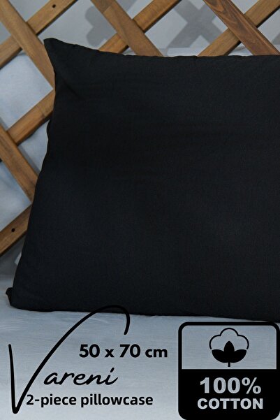 vosvera 100% Cotton Covered Flap Pillowcases 2 Pieces 50X70 cm Black