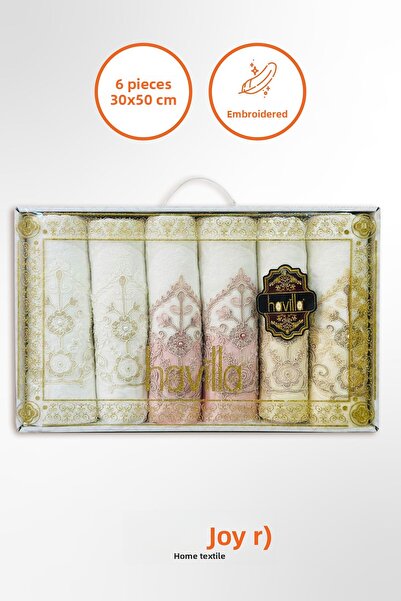 Sevinç مجموعة من 6 مناشف مطبخ مخملية مقاس 30 × 50 سم