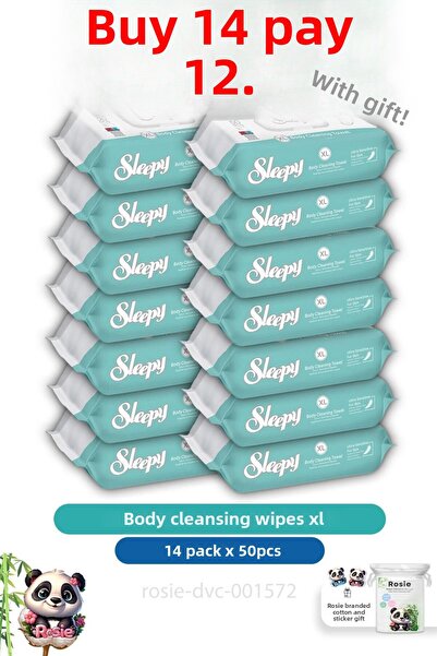 Sleepy مناديل تنظيف الجسم مقاس XL 50 بوصة، اشتري 14 وادفع 12