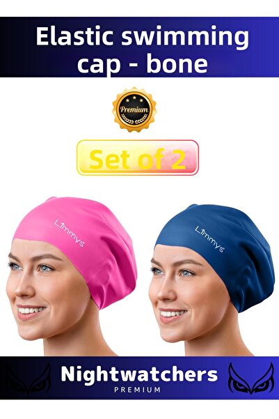 Nightwatchers Set de 2 șepci de înot elastice de lux, rezistente la apă, rezi...