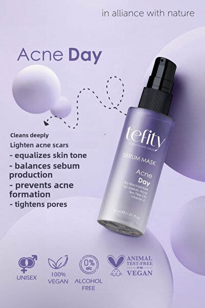 tefity قناع مصل مضاد لحب الشباب والمسام - حمض الأزيلايك والنياسيناميد وزيت شج...