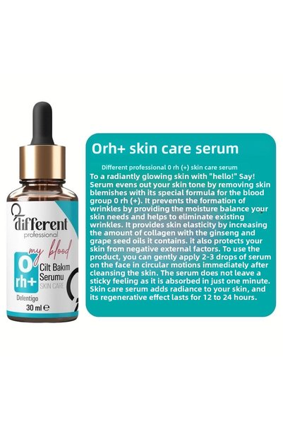 DİFFERENT PROFESİONAL Skin Renewing, Moisturizing, Spot-Preventing and Brightening Serum Specifically Designed for Blood Type 0 Rh