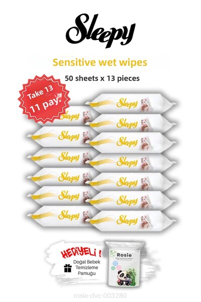 Sleepy مناديل مبللة 50 عبوة للبشرة الحساسة 13 AL 11 ROSIE
