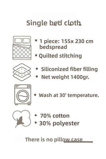 EVA Single Quilted Patterned Multi-Purpose Bedspread and Sofa/Sofa Cover 155 X 230 cm