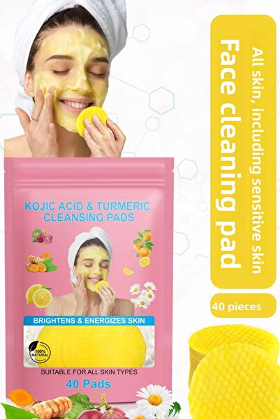 elbbub وسادة تنظيف الوجه المضادة للعيوب بحمض الكوجيك والكركم، تنظيف عميق مناس...