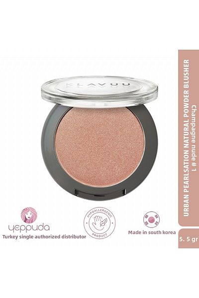 Klavuu Blush Containing Korean Pearl Essence, Providing a Natural and Smooth Look 01 Champagne Nude Powder Blusher