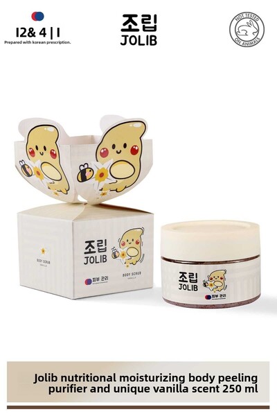 Jolib مقشر الجسم المغذي المنقي المرطب مع رائحة الفانيليا الفريدة 250 مل