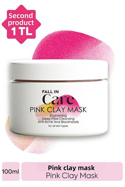 FALL IN CARE 100ml Pink Clay Mask - Anti-Acne and Blackhead, Purifying and Pore Firming