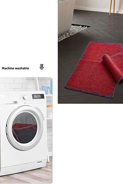 Dekoreko Paris Chenille Woven 2-Piece Toilet Set Bath Mat Antique Red