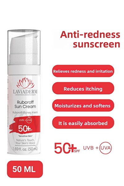 LAVİADERM واقي شمسي طبيعي بعامل حماية من الشمس 50+، 50 مل - مضاد للاحمرار