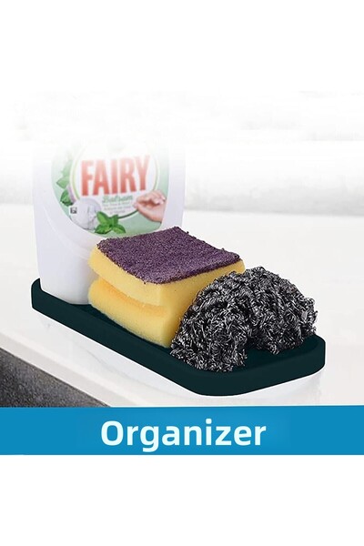 ATA HOME Silicone Soap Dish Organizer, Soap Dish Base, Liquid Soap Stand Anthracite 26x10 Cm -m2