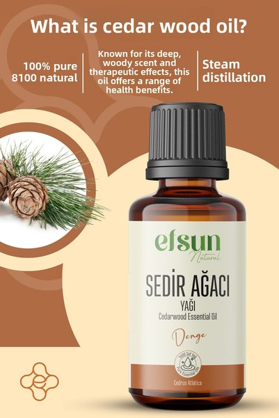 Efsun Natural Cedar Tree Essential Oil 100% Natural Pure 10 ml