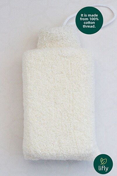 lifly إسفنجة حمام من القطن الطبيعي 100% - إسفنجة استحمام للاستحمام - مقشر للا...