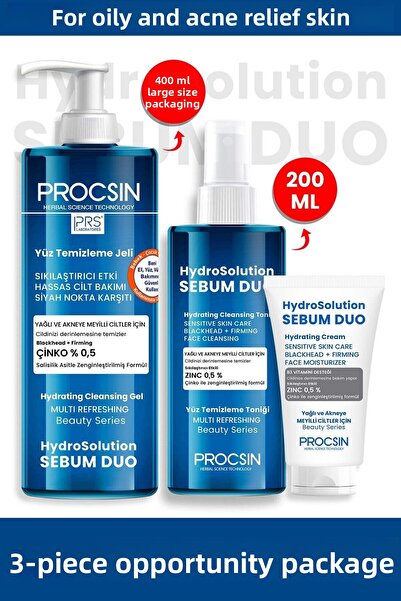 PROCSIN Hydrosolution Cream + Gel + Tonic Package