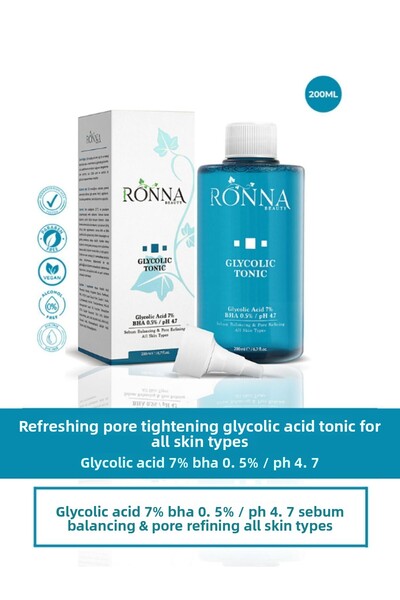 Ronna Beauty Pore ​​Firming Glycolic Tonic 200 ml Bha 0.5% Ph 4.7