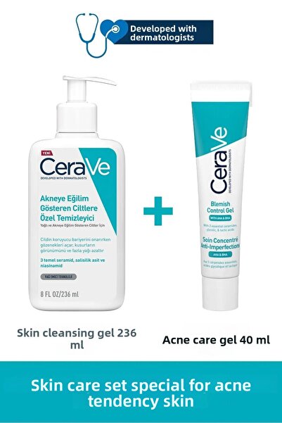 CeraVe جل منظف خاص للبشرة الدهنية والمعرضة لحب الشباب 236 مل جل العناية 40 مل