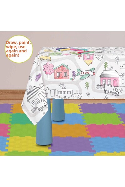 Baby'ness 100X140Cm Liquid Proof Fantastic City - Paintable and Erasable Tabl...