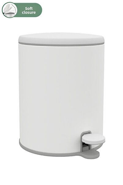 Prima Nova 6 Lt White and Gray Cigo Pedal Bathroom Kitchen Trash Can
