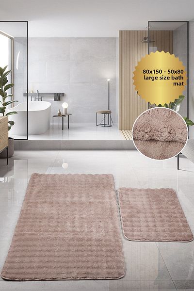 Bonny Home Bubble Brown Σετ πατάκι μπάνιου μεγάλου μεγέθους 2 τεμαχίων Αντιολισθητική βάση που πλένεται Σετ τουαλέτας