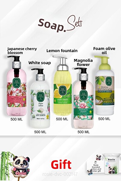 Eyüp Sabri Tuncer عبوة صابون 500 مل ماجنوليا، صابون أبيض، ليمون، زيت زيتون، ك...