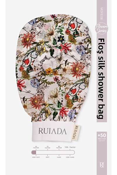 RUIADA قفازات حريرية فلوش - 100% فلوش، سلسلة زهور +50 عامل، مقص استحمام رفيع ...