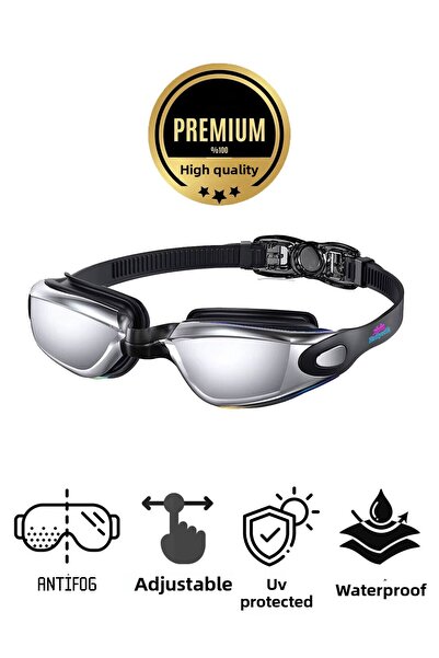 hediyecik Unisex Adult Swimming Goggles Mirrored - Standard Size-No Fog Water...
