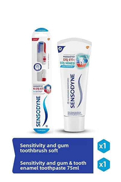 Sensodyne عبوة معجون أسنان وفرشاة ناعمة بحجم 75 مل - الحساسية واللثة