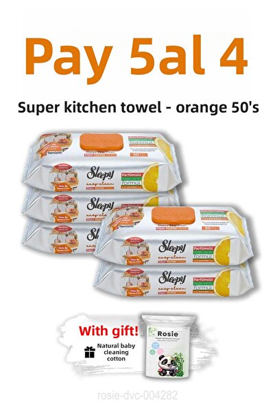 Sleepy اشتري 5 واحصل على 4 مناشف مطبخ سليبي أورانج سوبر 50 قطعة وروزي