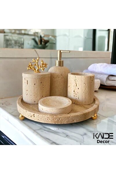KaideDekor طقم حمام رخام 5 قطع