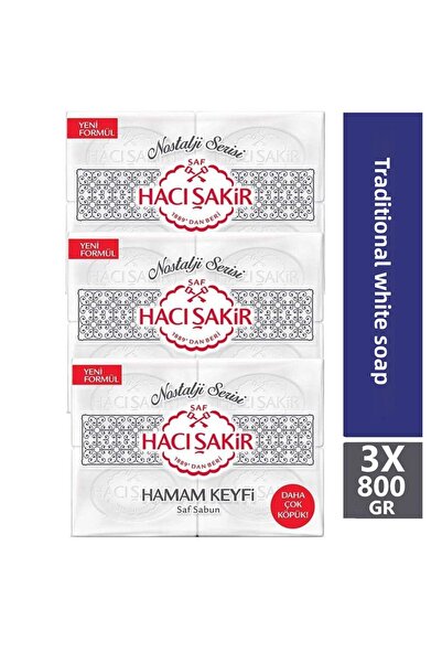 Hacı Şakir صابون أبيض رغوي تقليدي من إكستا 3x800 جرام