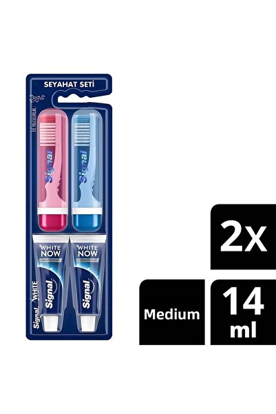 Signal White Now Toothpaste 14 ml + Toothbrush Travel Set 2 Pcs