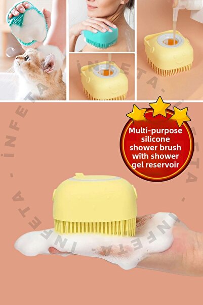 İnfeta Human Pet Baby Silicone Exfoliating Shower Brush with Shower Gel Tank