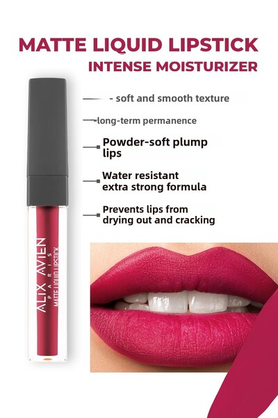Alix Avien أحمر شفاه سائل مطفي من أليكس أفين، رقم 515، توت بري ملكي