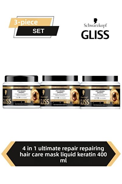 Gliss 4 in 1 Hair Care Mask 400 ml X3 |   Repairing, Structuring, Anti-Broken...
