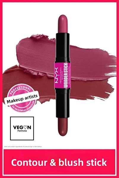 NYX Professional Makeup وندر ستيك - قلم أحمر خدود كريمي مزدوج الاستخدام، بلون...