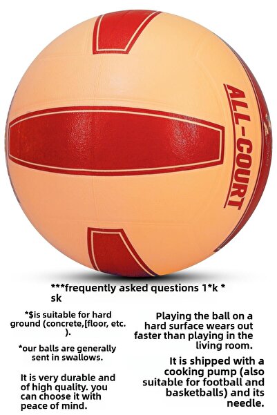 Telvesse All Court Volleyball Ball, Pump Included, Rubber Seamless Unibody No:5 Red