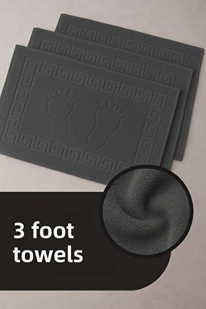 Isessia 3 Pieces 100% Cotton Best Absorbent Foot Towel: Comfortable Bath Mat 50X70Cm Terra Anthracite Gray