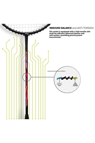 Li-Ning مضرب توربو 99 وتر من ألياف الكربون مع غطاء كامل مجاني | AYPR026-5