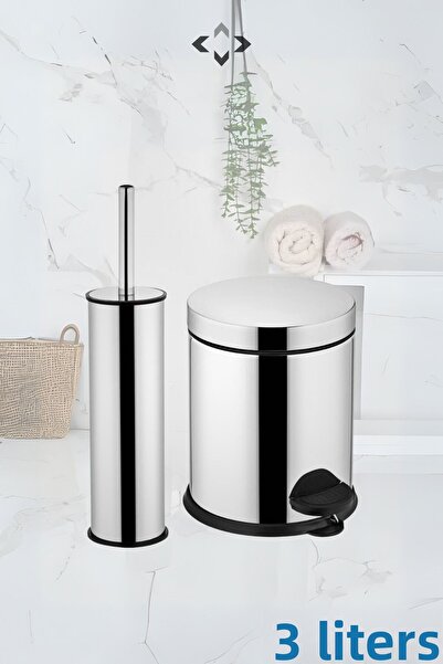 LİGROUND طقم فرشاة تواليت ذكية ودواسة من الكروم غير القابل للصدأ (3 لتر)